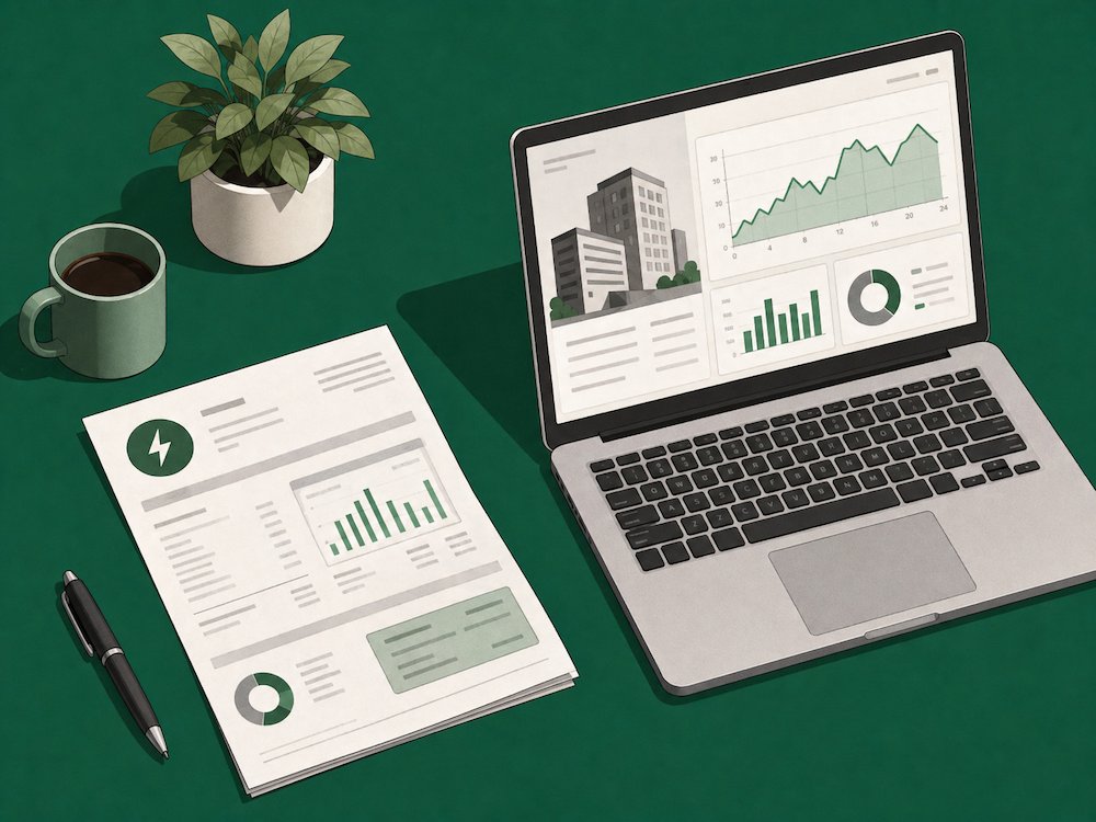 Burch Energy marketing and building performance dashboard illustration