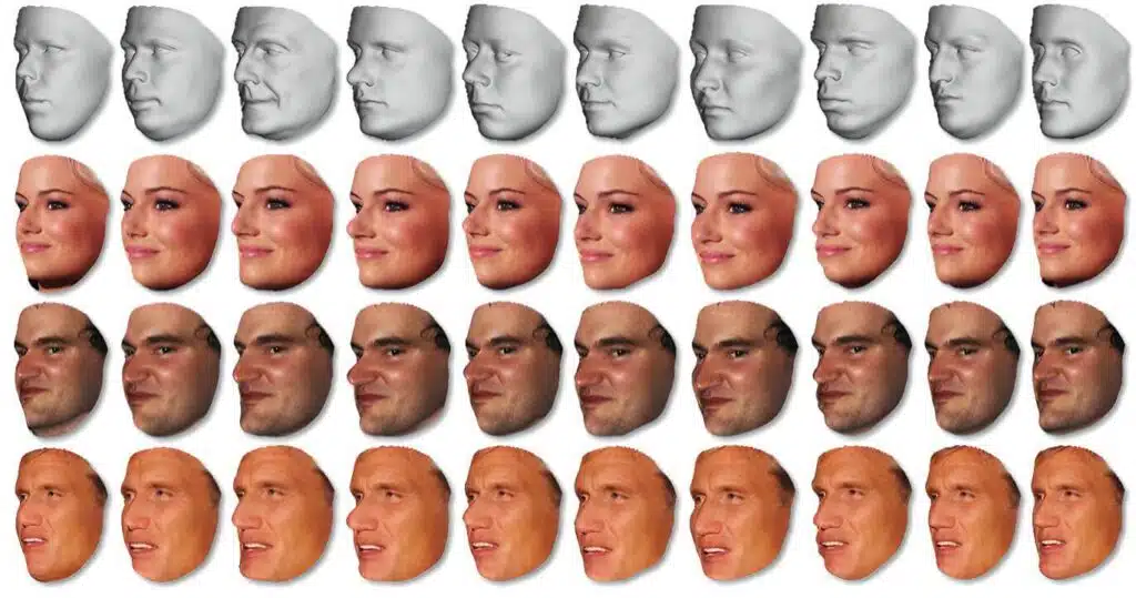 a matrix of faces for facial recognition training